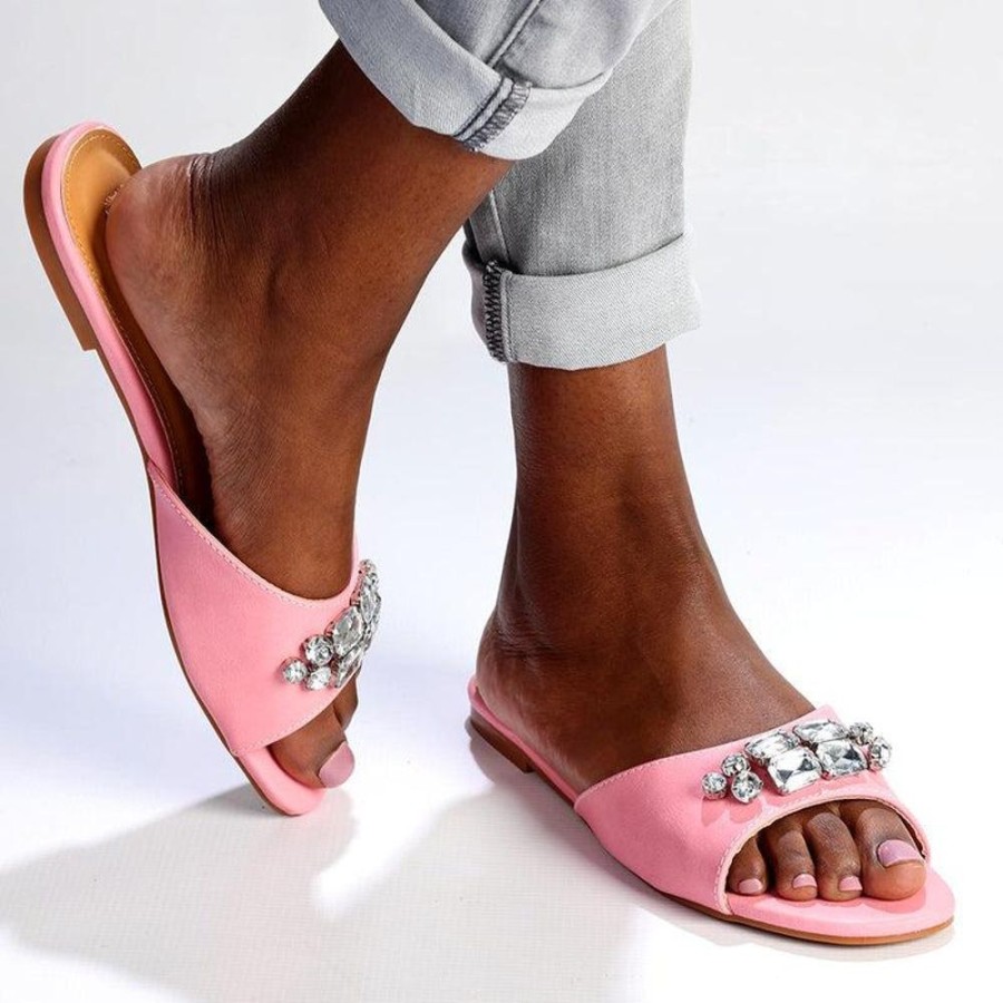 Sandals Madison Heart of New York | Madison Gail Vinyl Flat Slip On Pink