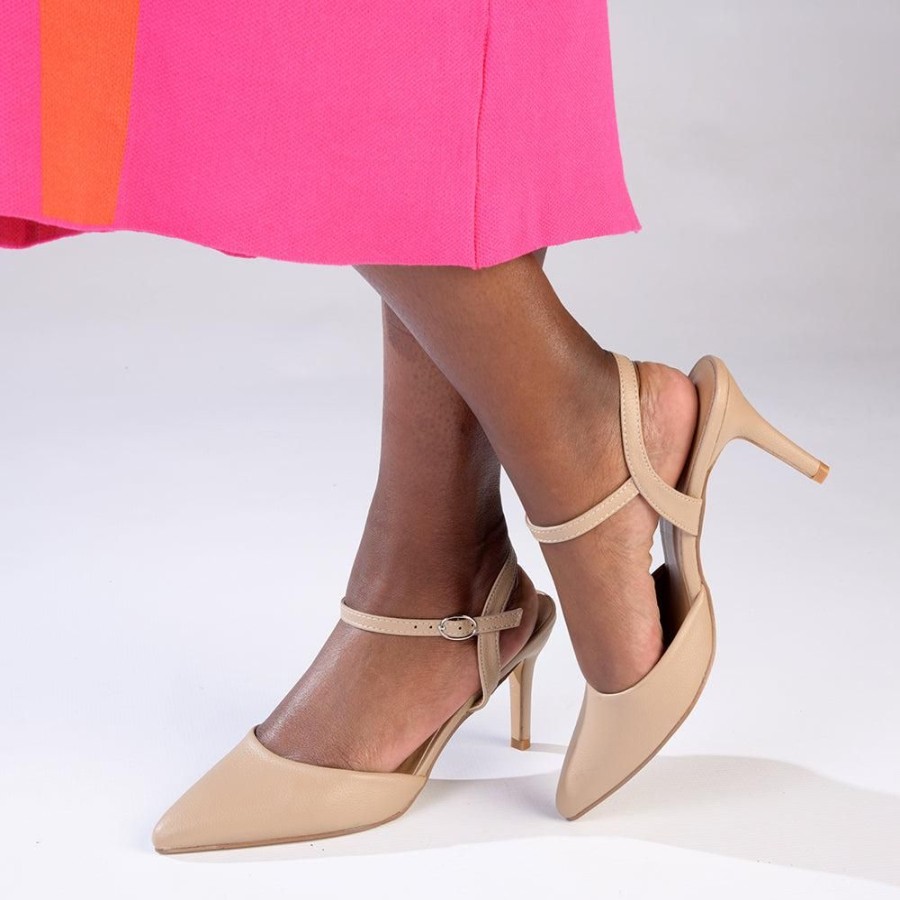 Heels Madison Heart of New York | Madison Diana Slingback With Ankle Tie Nude