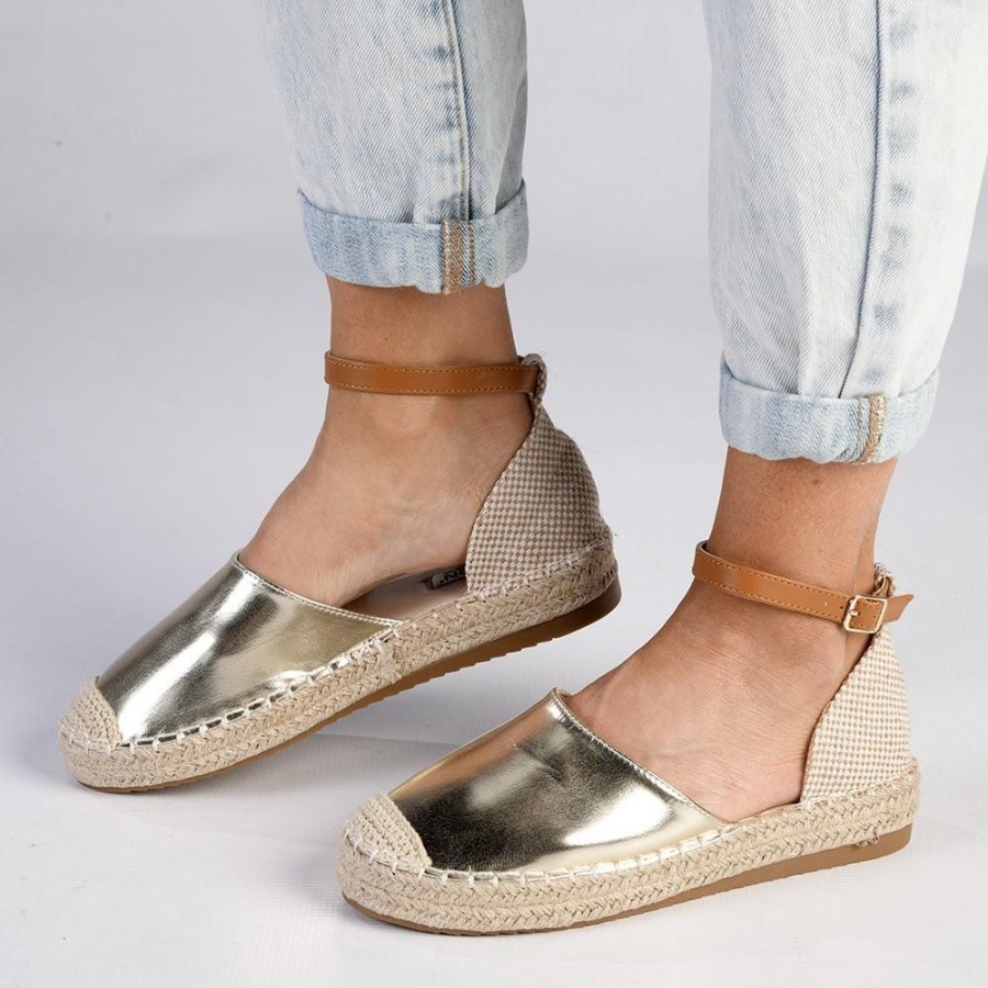 Espadrilles Madison Heart of New York | Madison Charlie 2 Closed Espadrille Loafer White Gold