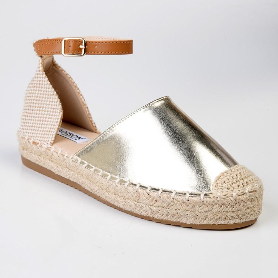 Espadrilles Madison Heart of New York | Madison Charlie 2 Closed Espadrille Loafer White Gold