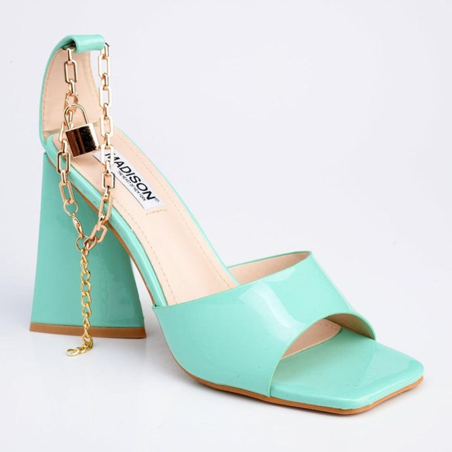 Heels Madison Heart of New York | Madison Addison Ankle Chain Sandals Green