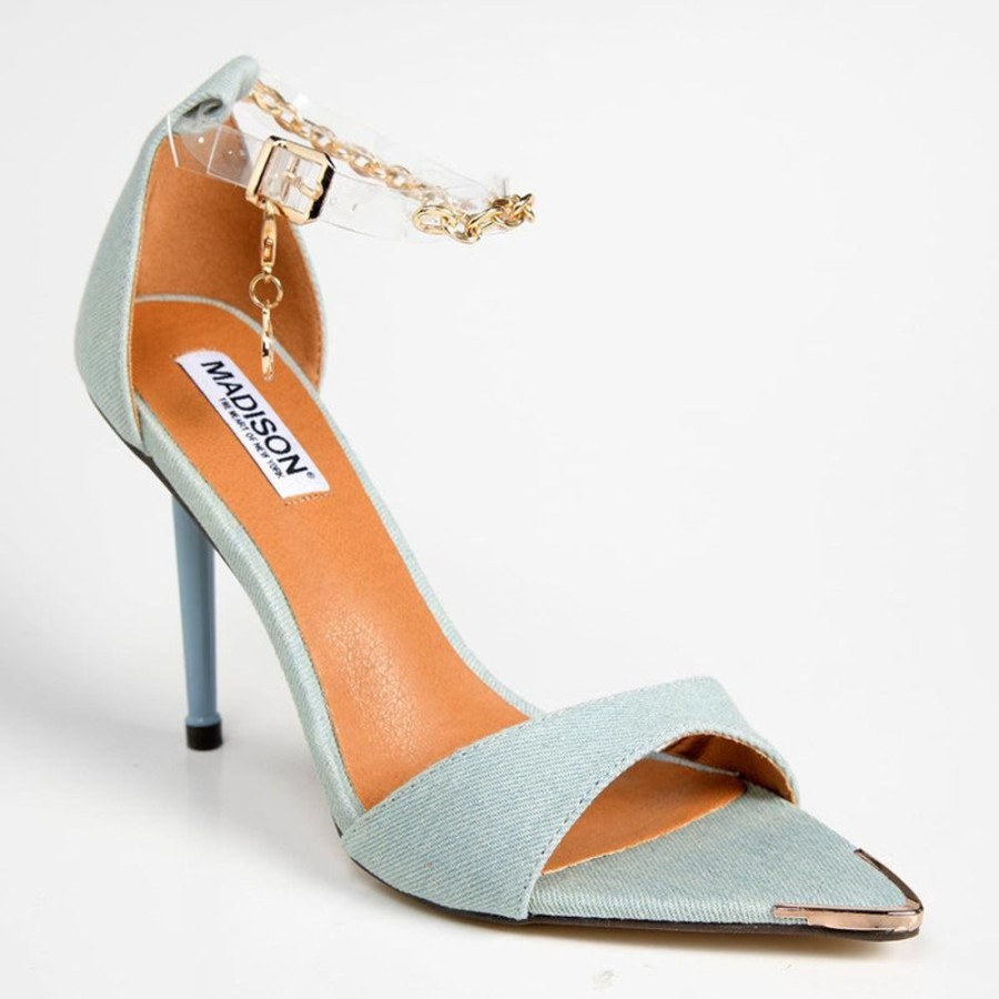 Heels Madison Heart of New York | Madison Dellish Ankle Chain Sandals Denim