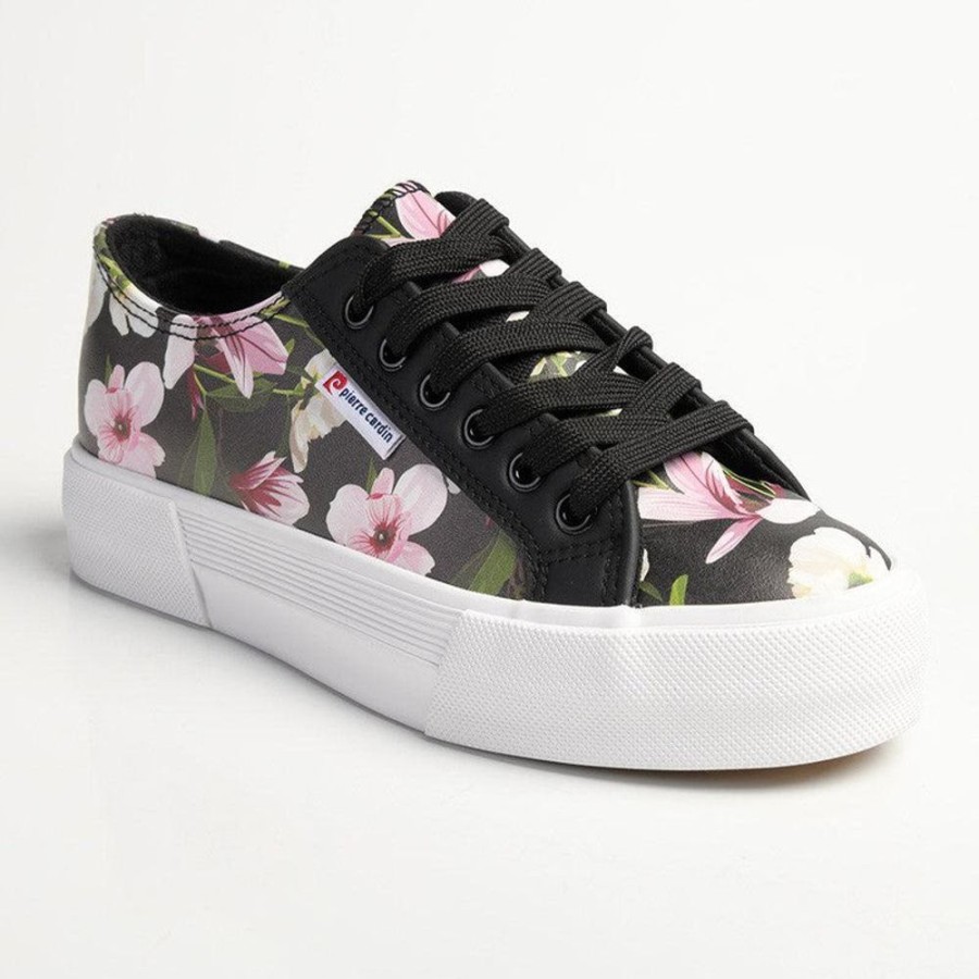 Sneakers Pierre Cardin | Pierre Cardin Lucienne Floral Sneaker Black Multi