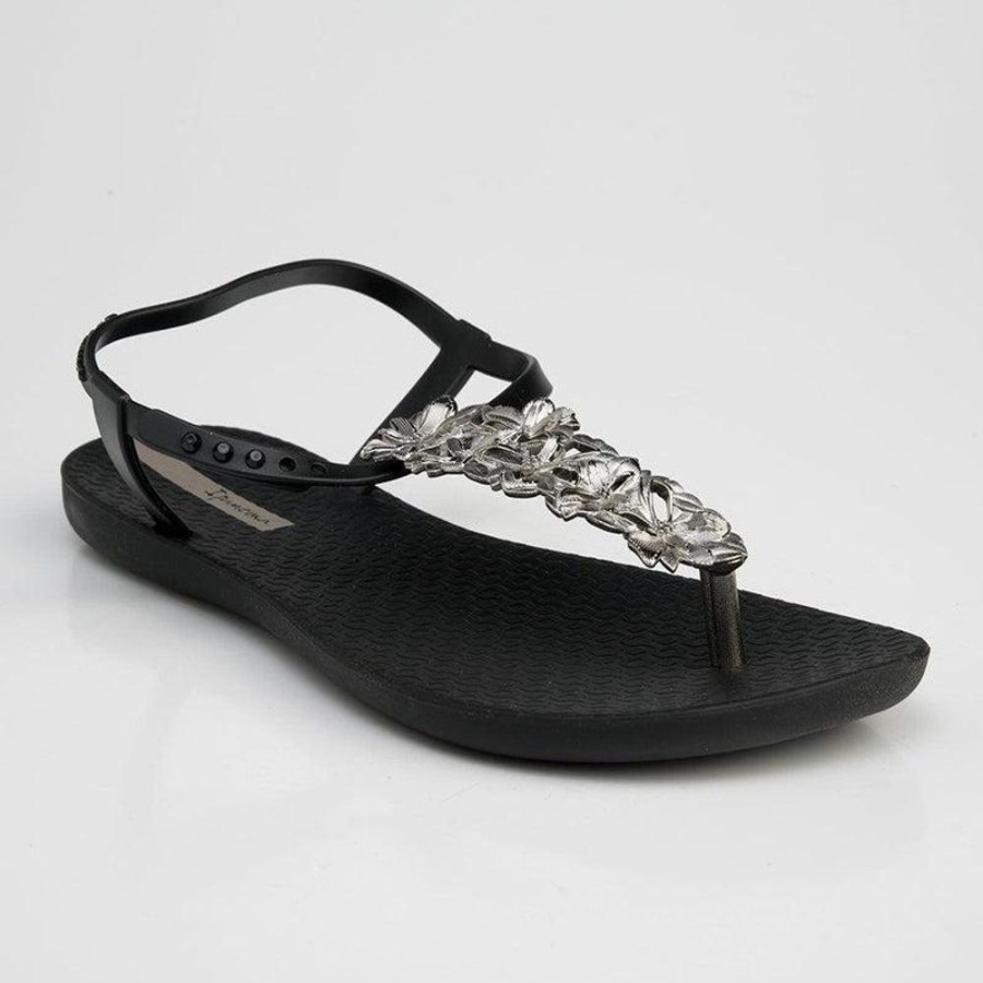 Slippers & Flats Ipanema | Ipanema Rose Glam Thong Sandals Black