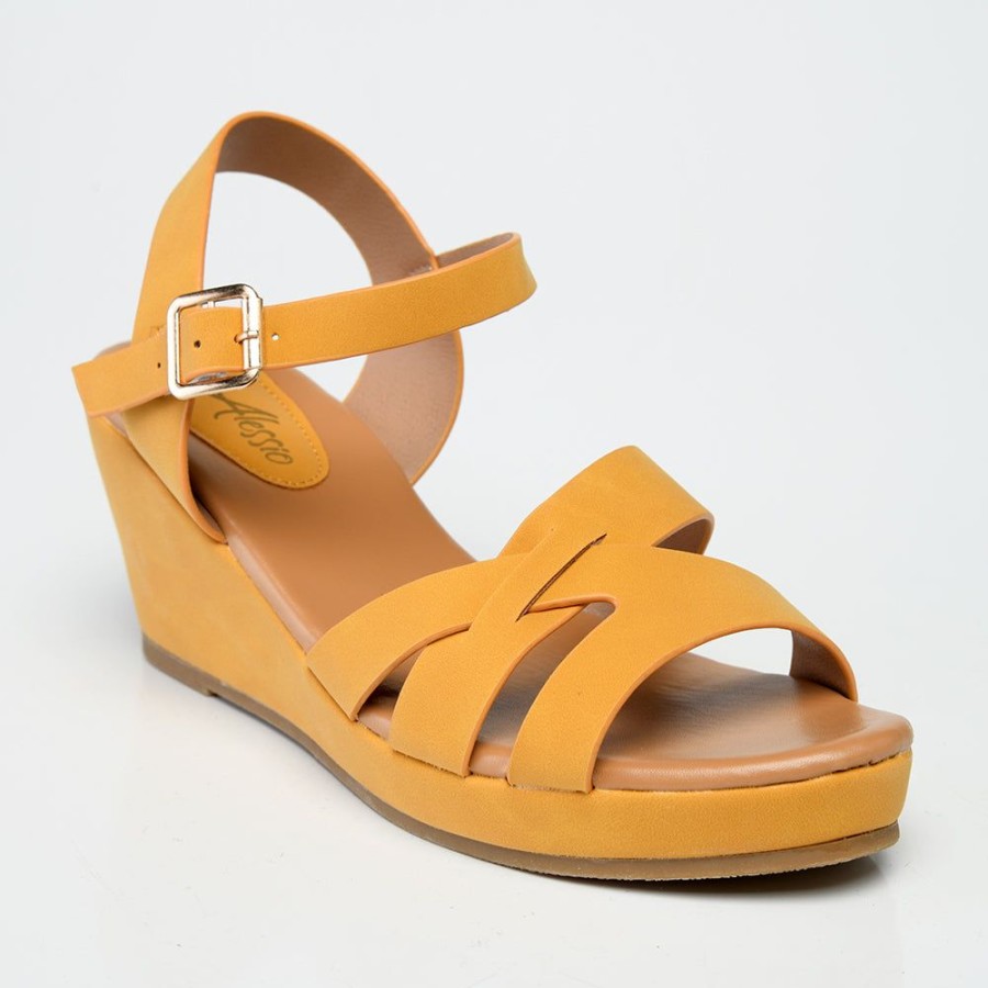 Sandals Franco Rossi | Franco Rossi Emilia Wedge Sandals Yellow Mustard