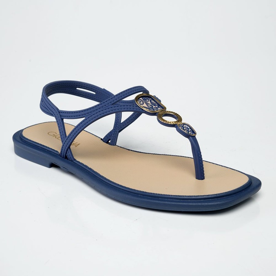 Slippers & Flats Grendha | Grendha Talulla Ladies Thong Sandals Blue/White