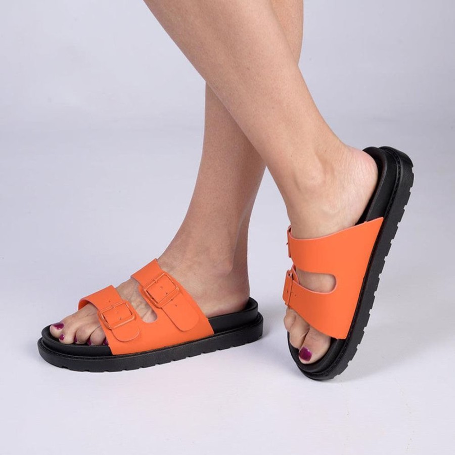 Sandals Madison Heart of New York | Madison Crystal Platform Sandals Orange