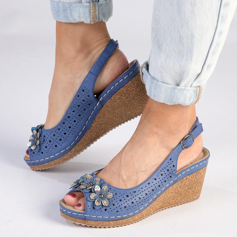 Wedges Soft Style by Hush Puppy | Soft Style By Hush Puppies Coco Wedge Sandal Blue