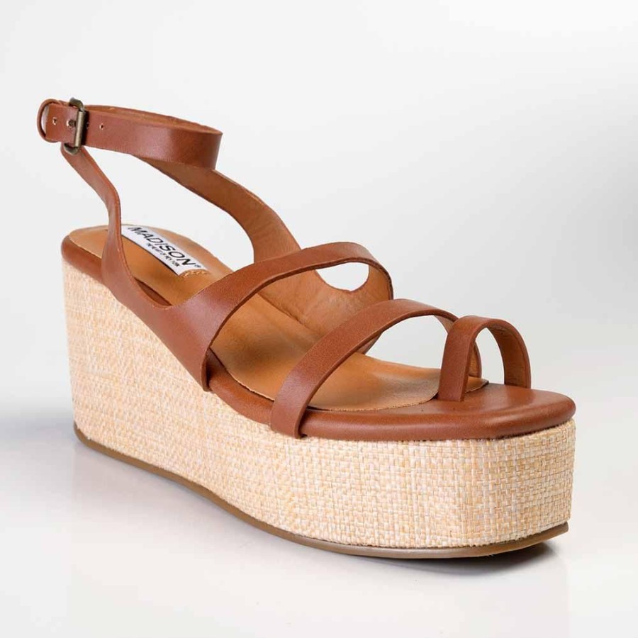 Wedges Madison Heart of New York | Madison Cara Strappy Wedge Sandal Tan