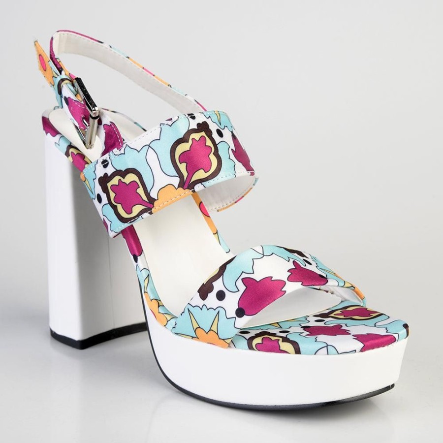 Heels Madison Heart of New York | Madison Aurora Block Heel Sandal White Multi