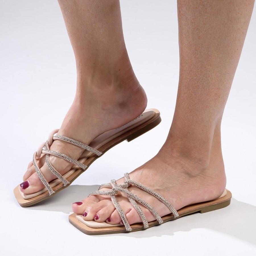 Sandals Madison Heart of New York | Madison Haven Diamond Strappy Sandals Nude