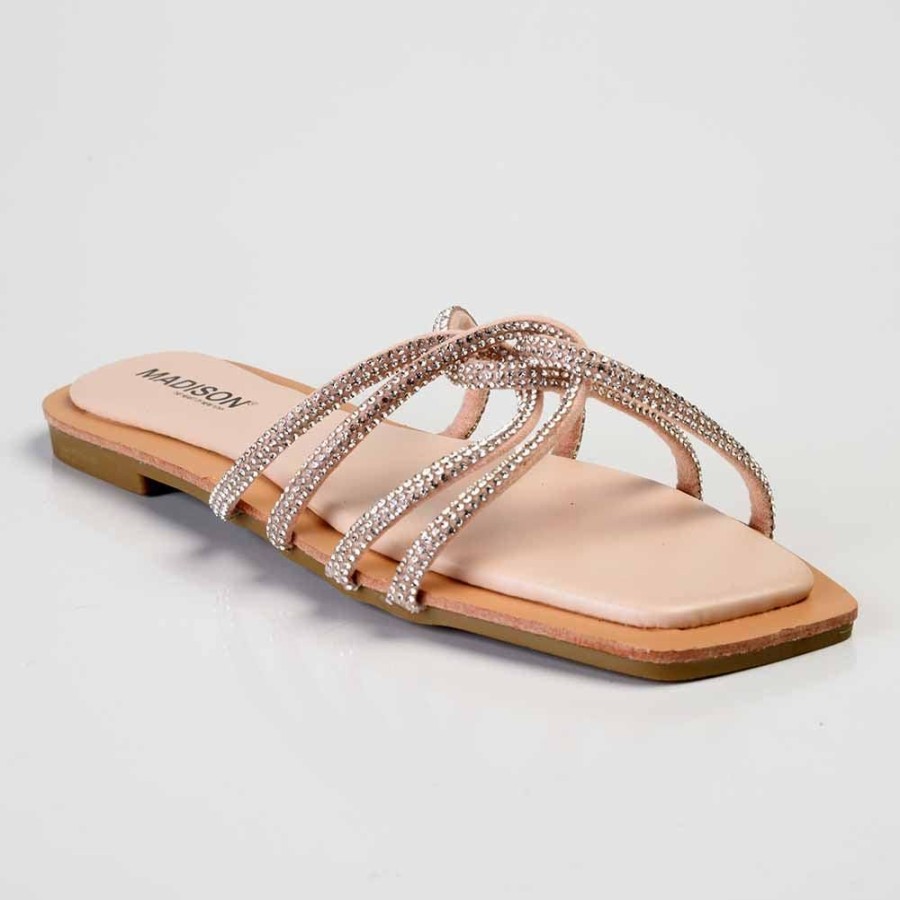 Sandals Madison Heart of New York | Madison Haven Diamond Strappy Sandals Nude