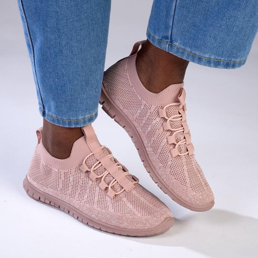 Sneakers Soft Style by Hush Puppy | Soft Style By Hush Puppy Nansia Fly Knit Lace Sneaker Dusty Pink