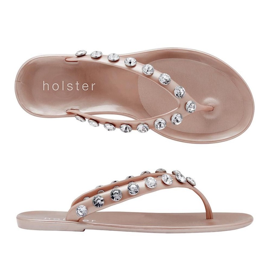 Sandals Holster | Holster Vacation Jewelled Toe Thong Champagne