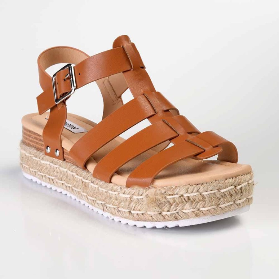 Sandals Madison Heart of New York | Madison Casablanca Strappy Espadrille Wedge Sandal Tan