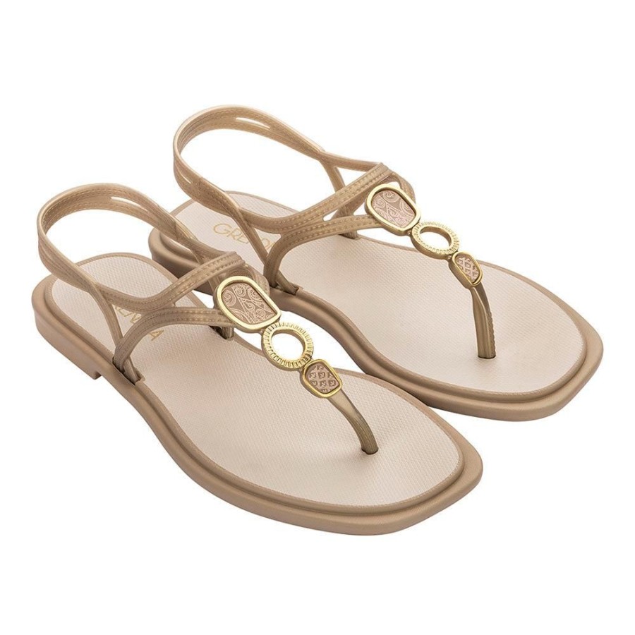 Slippers & Flats Grendha | Grendha Talulla Ladies Thong Sandals Beige