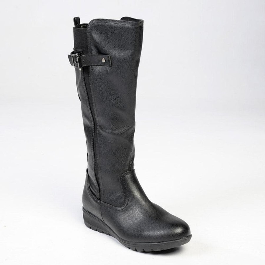 Boots Franco Rossi | Franco Rossi Diana Low Wedge Boot Black Mono