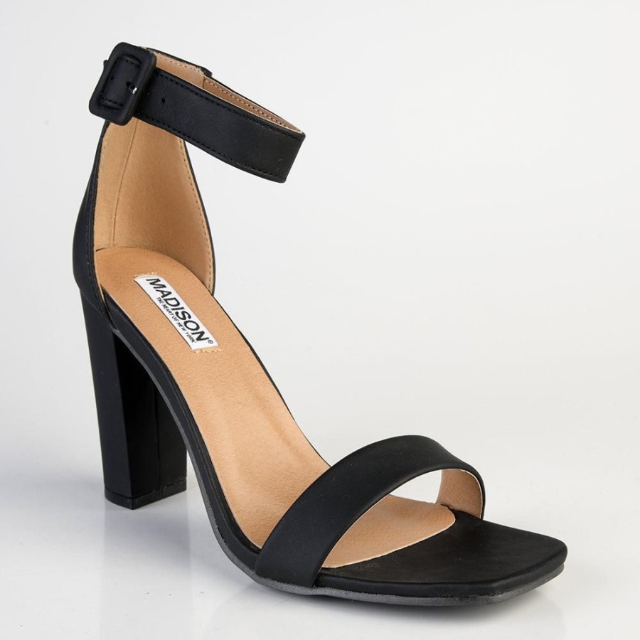 Heels Madison Heart of New York | Madison Angelique Classic Block Heel Sandal Black