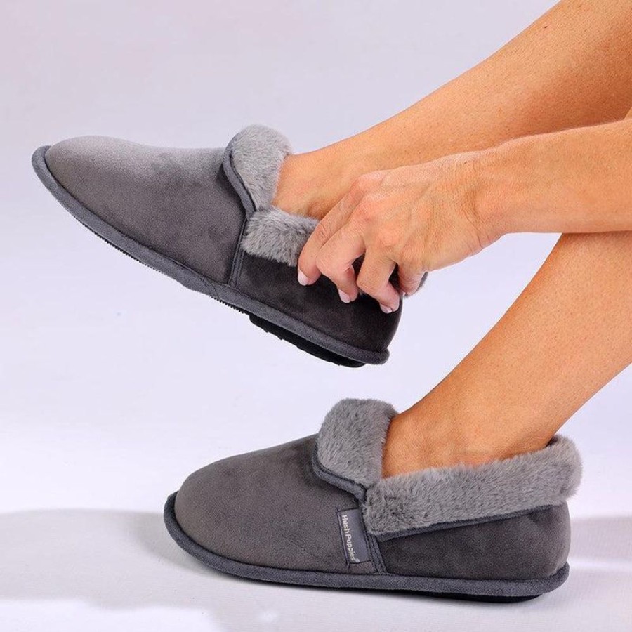 Slippers & Flats Hush Puppy | Hush Puppy Fur Top Lua Slippers Grey