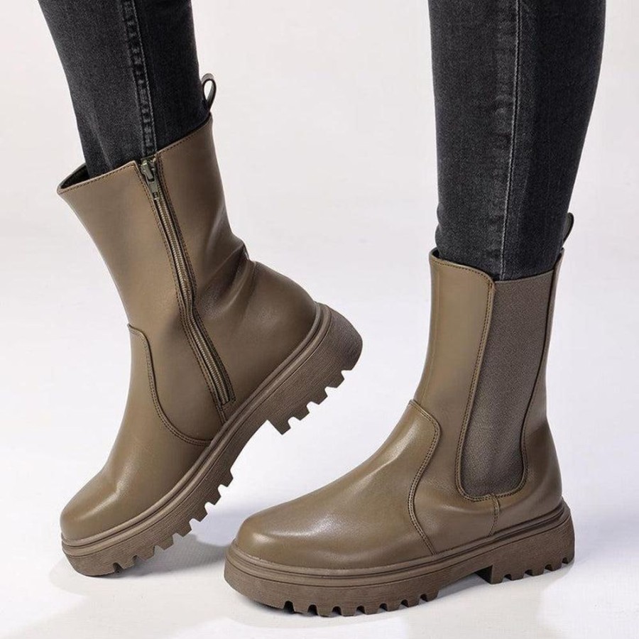 Boots Madison Heart of New York | Madison Stacy Boot Khaki Mono