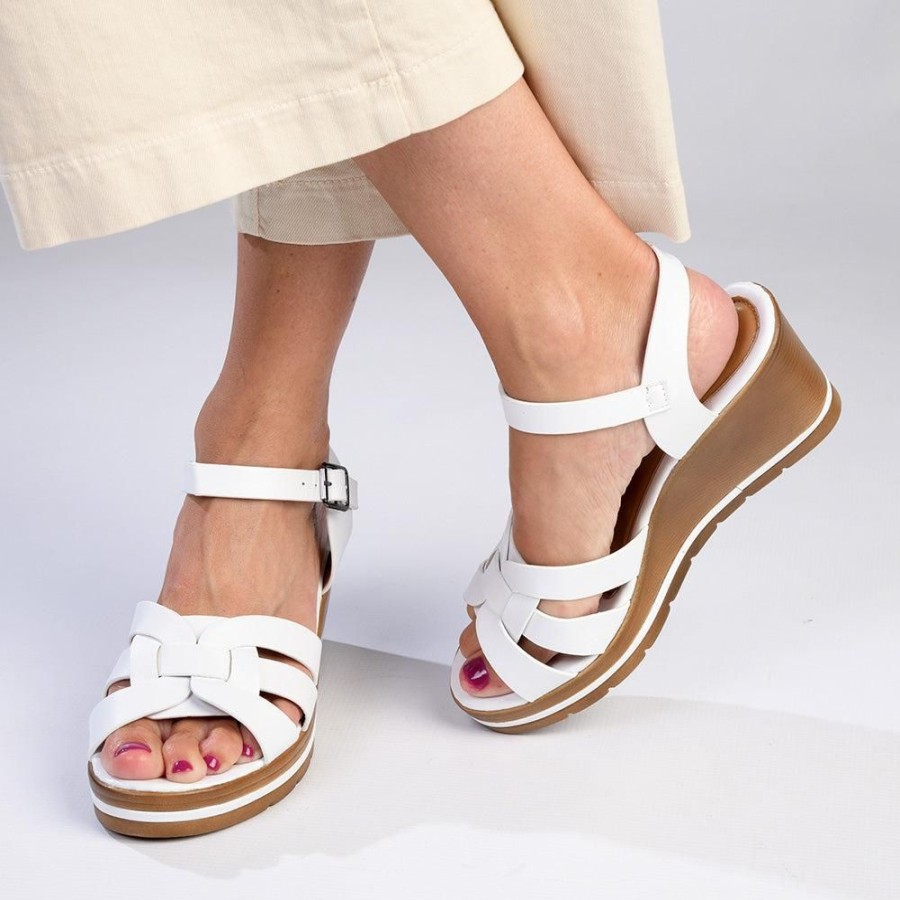 Wedges Alessio | Alessio Halter Strap Wedge White