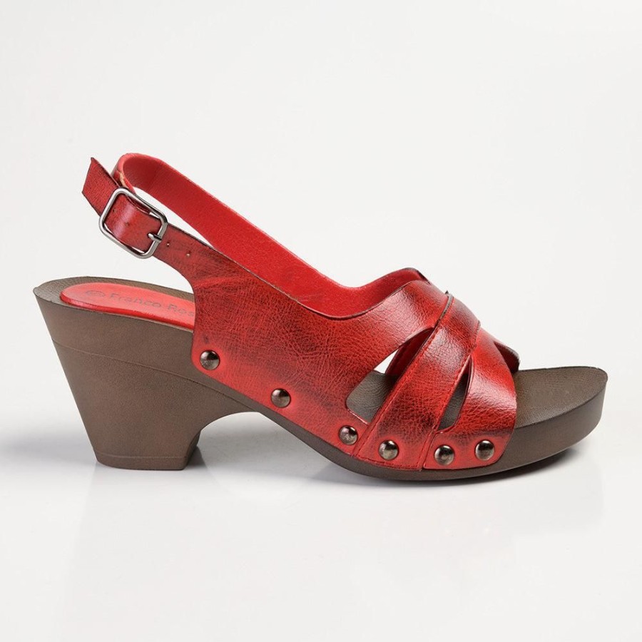 Heels Franco Rossi | Franco Rossi Janet Sling Back Heel Sandals Red