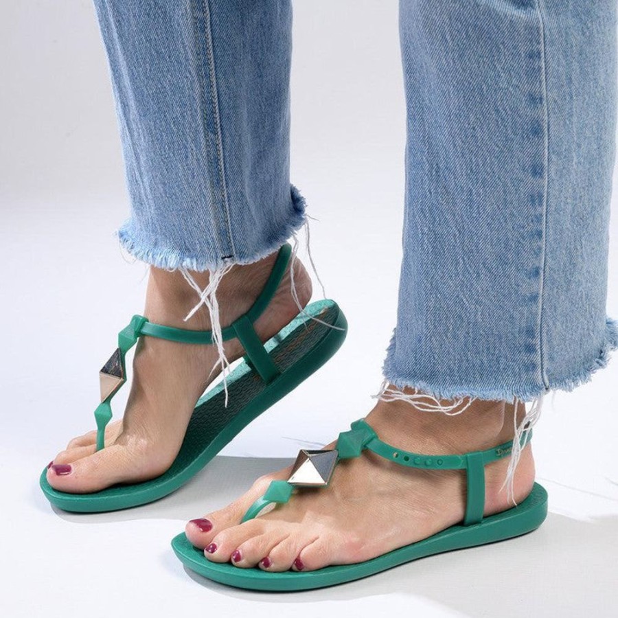 Slippers & Flats Ipanema | Ipanema Diamond Glam Thong Sandals Green