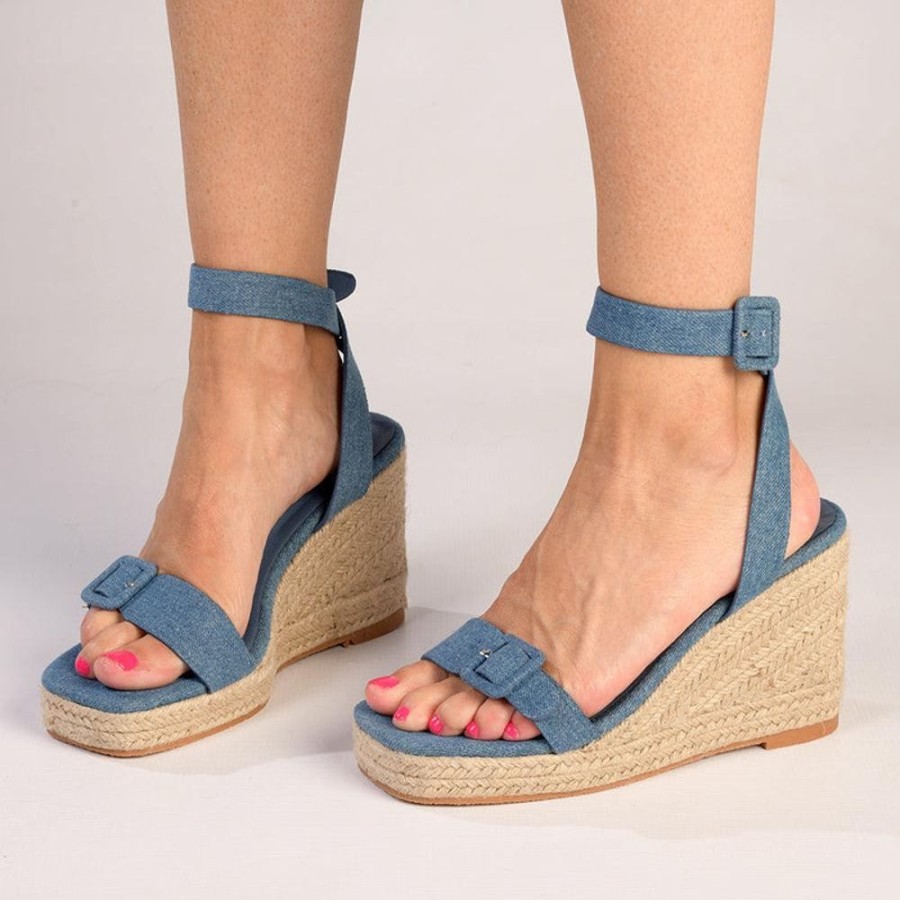 Wedges Madison Heart of New York | Madison Annabella Espadrille Wedge Denim