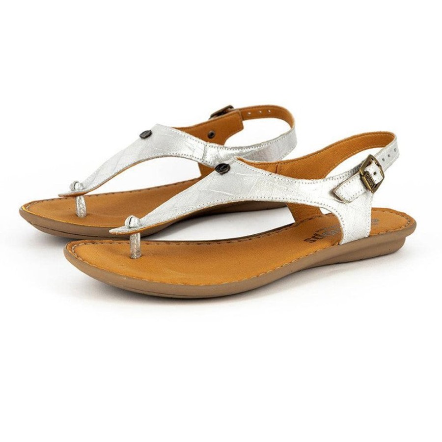 Slippers & Flats Tsonga | Tsonga Ovaroli Thong Sandals Steel Brio