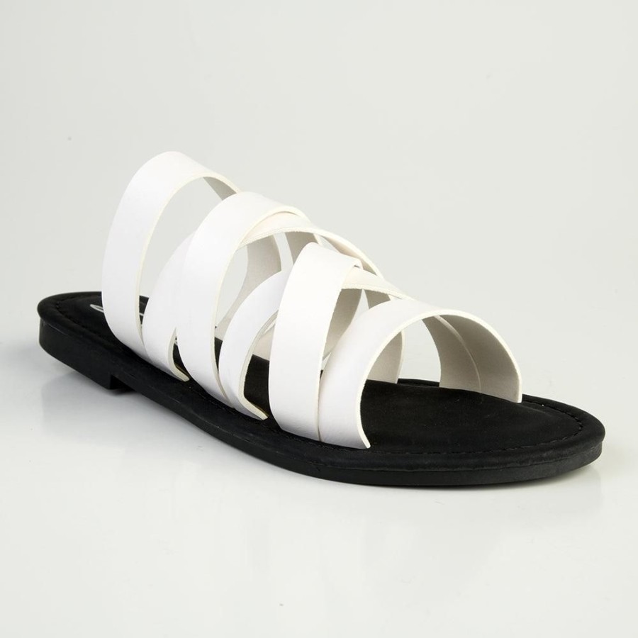 Sandals Seven7 | Bucci Ladies Flat Push In Sandal White