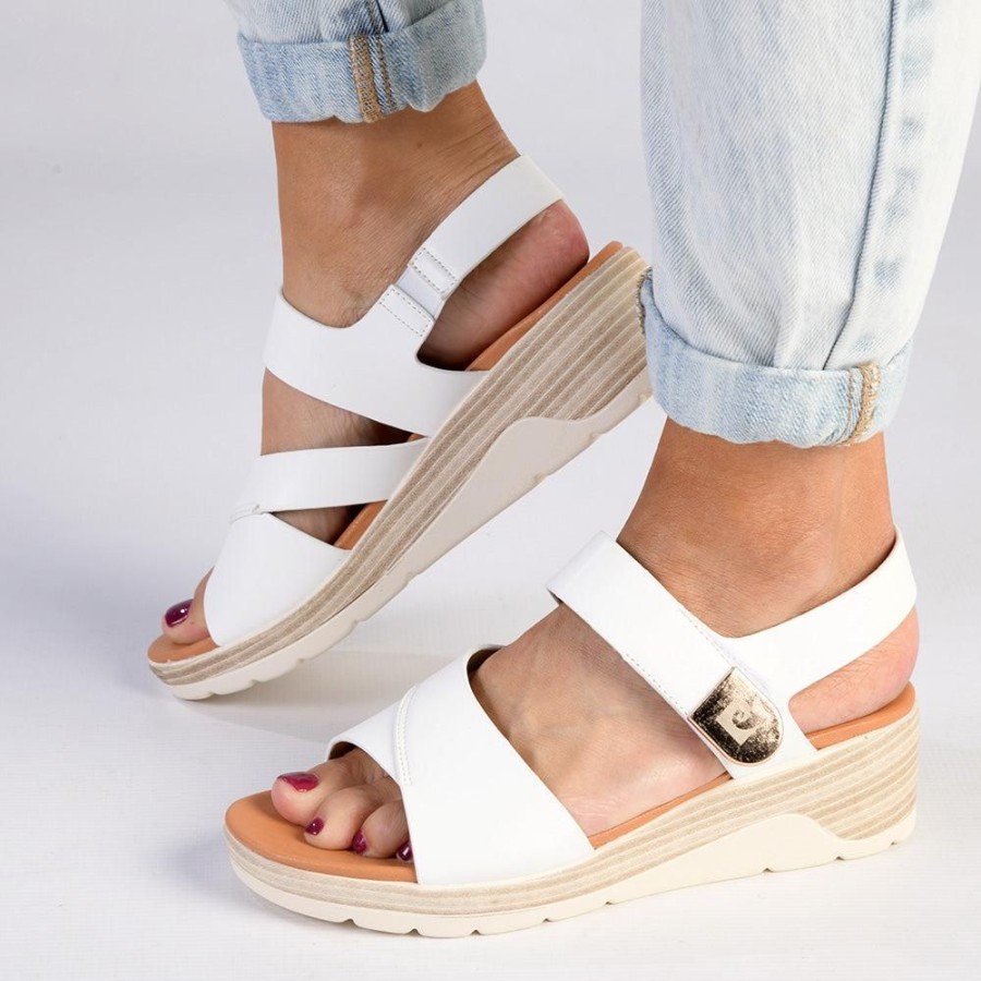 Sandals Pierre Cardin | Pierre Cardin Natalia Fashion Wedge Sandals White