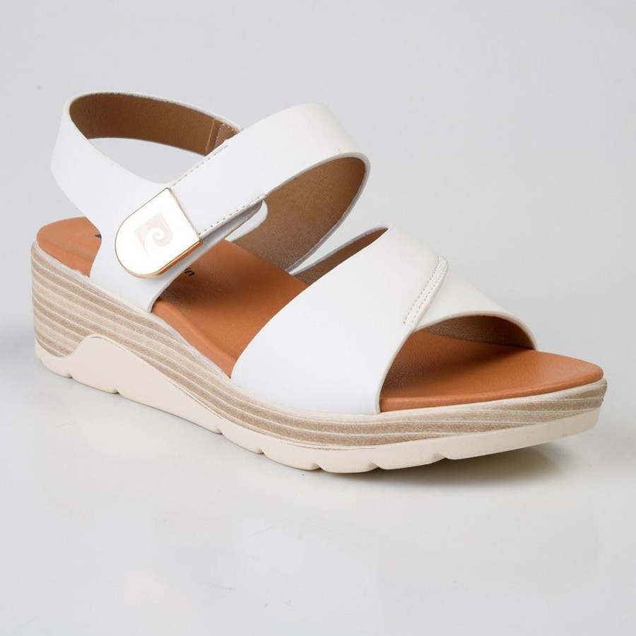 Sandals Pierre Cardin | Pierre Cardin Natalia Fashion Wedge Sandals White