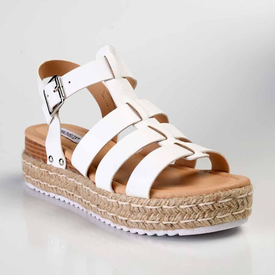 Wedges Madison Heart of New York | Madison Casablanca Strappy Espadrille Wedge Sandal White