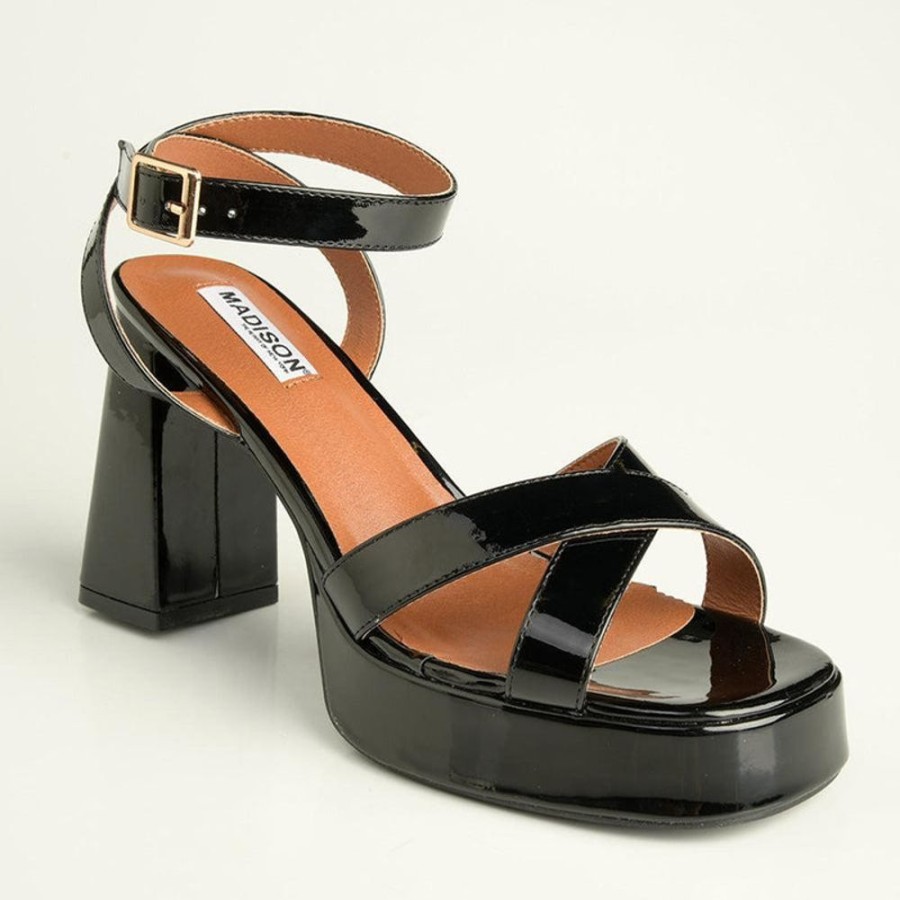 Sandals Madison Heart of New York | Madison Lesi Platform Block Heel Black