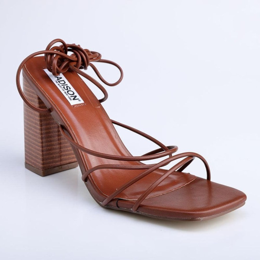 Sandals Madison Heart of New York | Madison Ailo Strappy Block Heel Chocolate