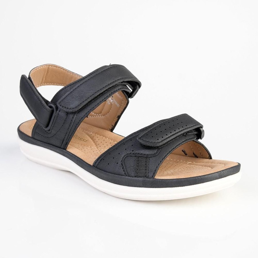 Slippers & Flats Franco Rossi | Franco Rossi Halter Strap Adventure Sandals Black