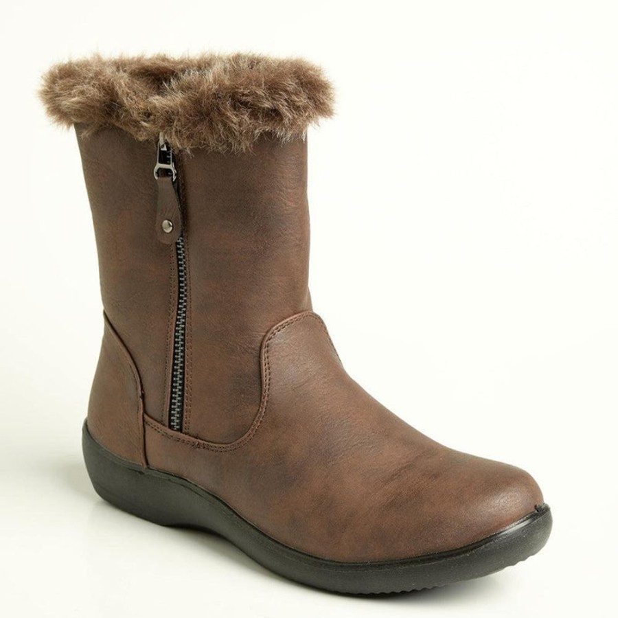 Boots Soft Style by Hush Puppy | Soft Style By Hush Puppy Yukari Fur Collar Boot Brown