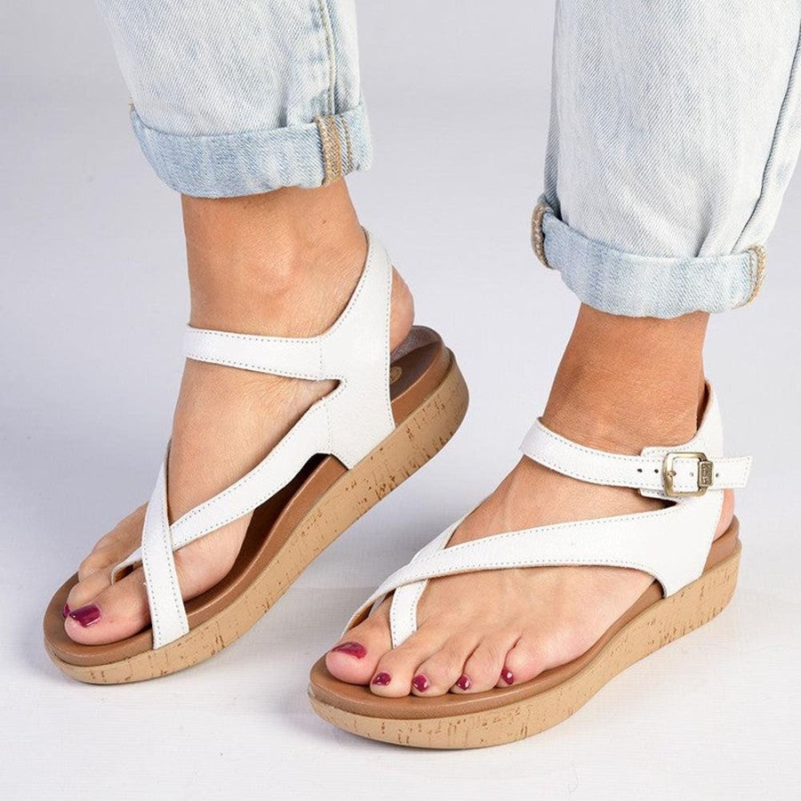 Sandals Tsonga | Tsonga Umnyango Leather Cork Wrap Sandals White Cayak