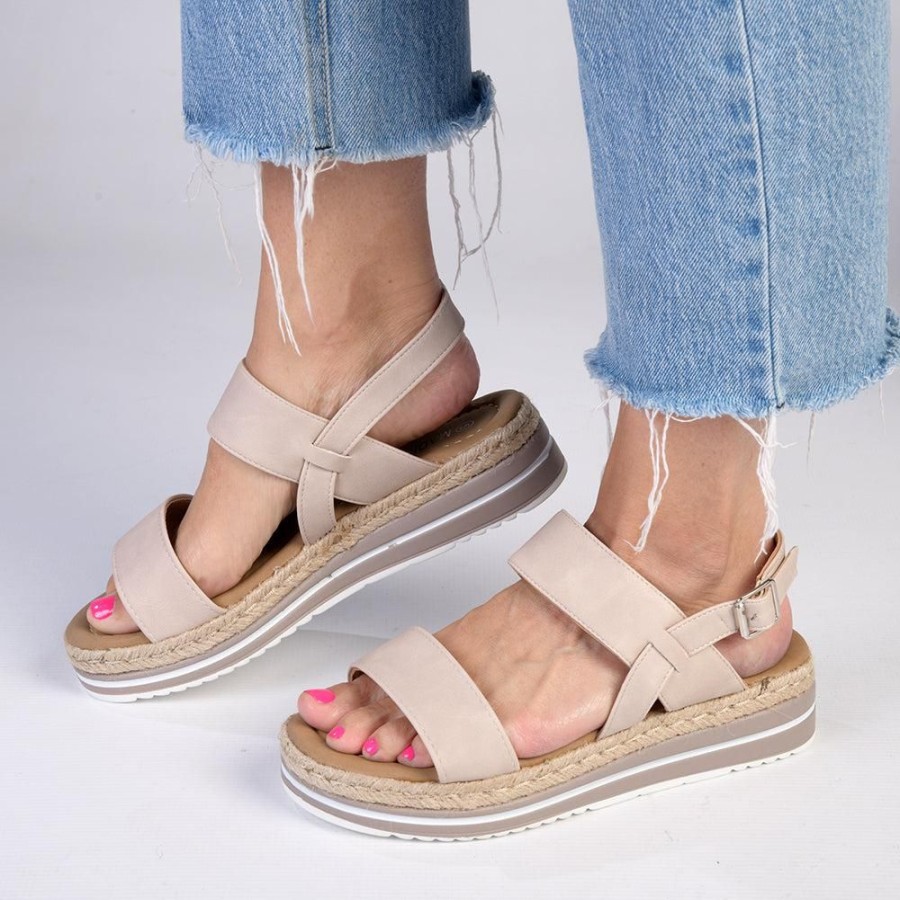 Sandals Madison Heart of New York | Madison Harper Sling Back Fashion Wedge Nude