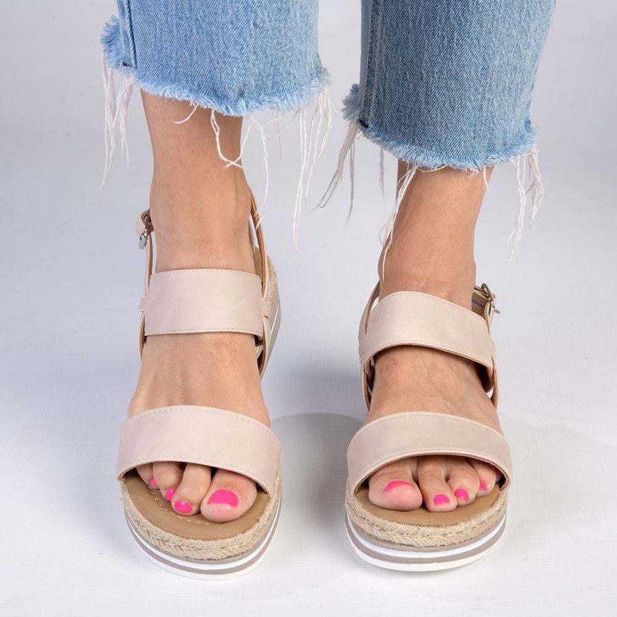 Sandals Madison Heart of New York | Madison Harper Sling Back Fashion Wedge Nude