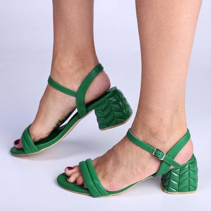 Sandals Madison Heart of New York | Madison Bessie Low Block Sandal Green