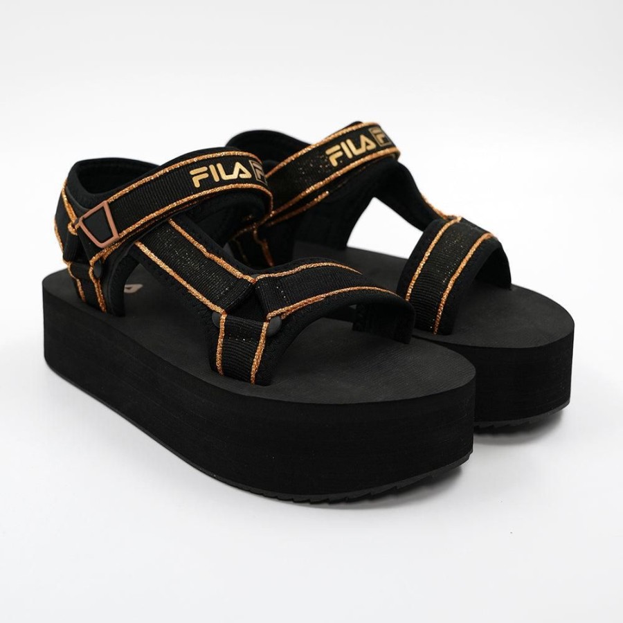 Sandals FILA | Fila Luna Metallic Platform Sandals Black/Gold