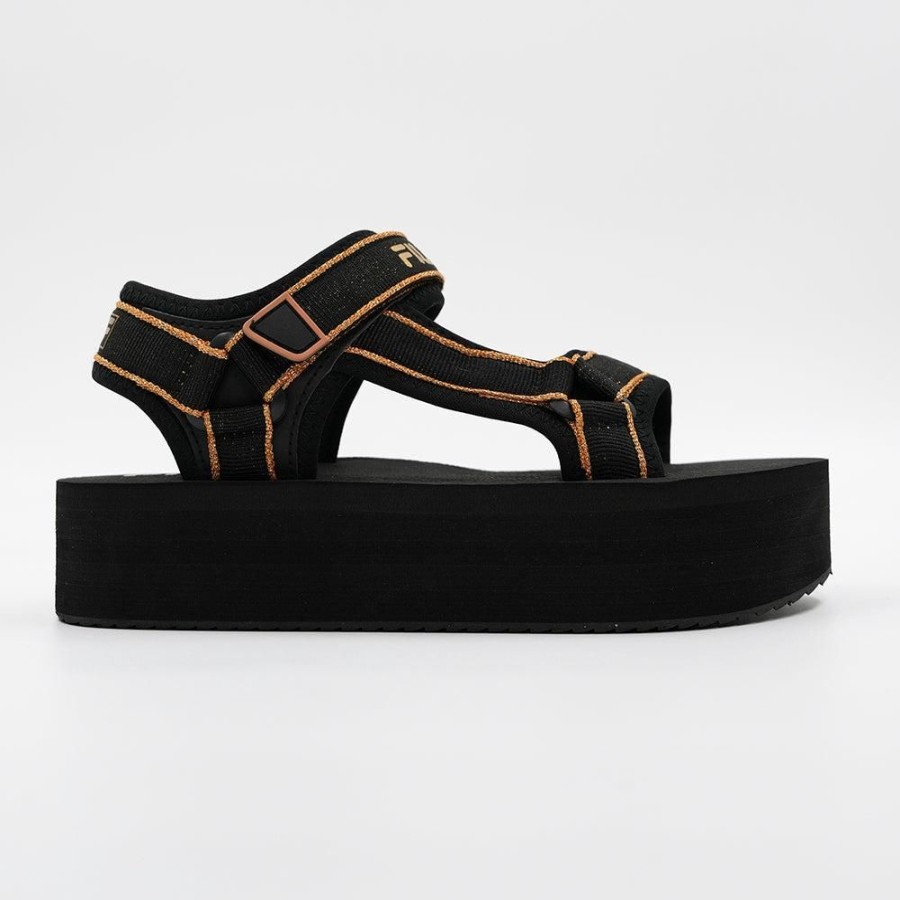 Sandals FILA | Fila Luna Metallic Platform Sandals Black/Gold