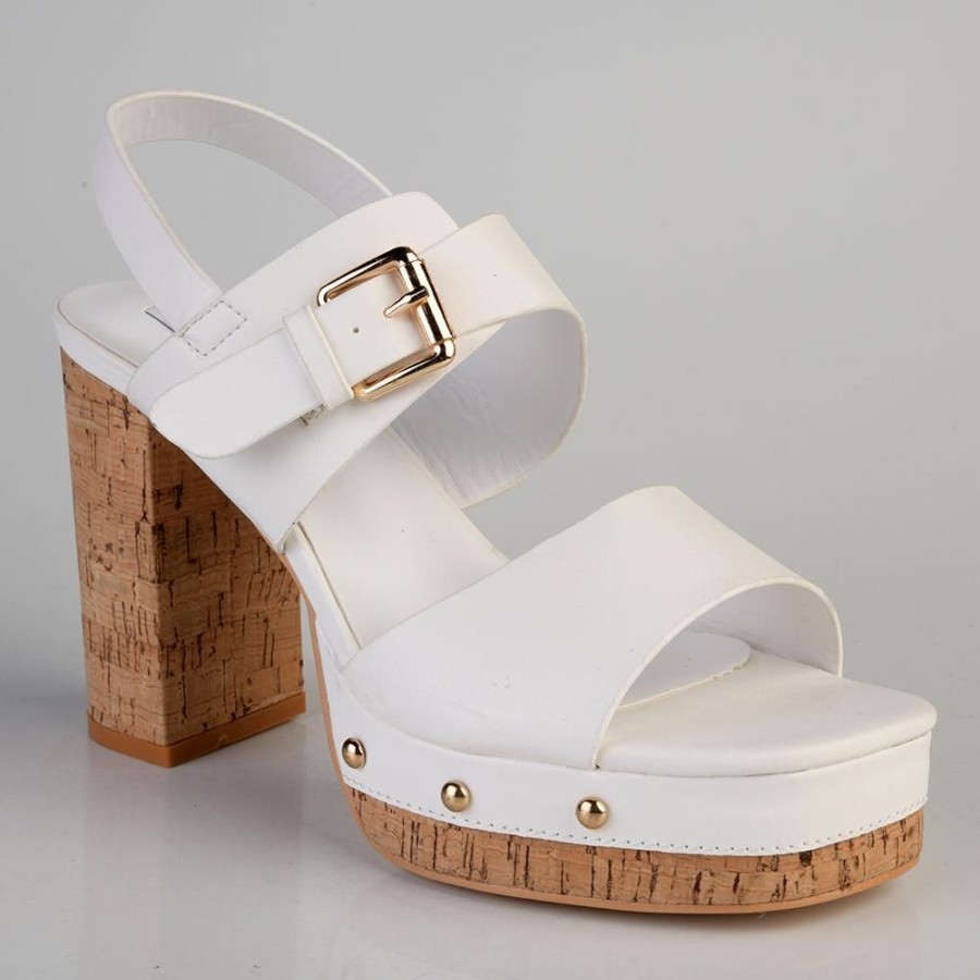 Heels Madison Heart of New York | Madison Alexis Block Heel Sandal White