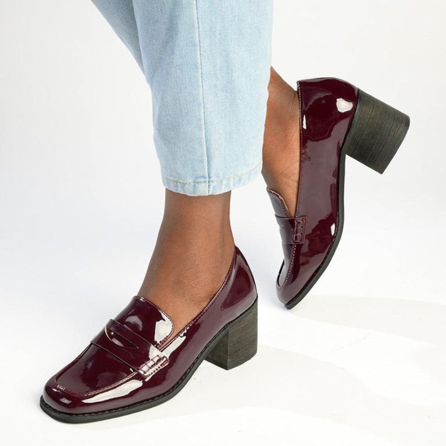 Brogues Madison Heart of New York | Madison Cindy Block Heel Loafer Wine