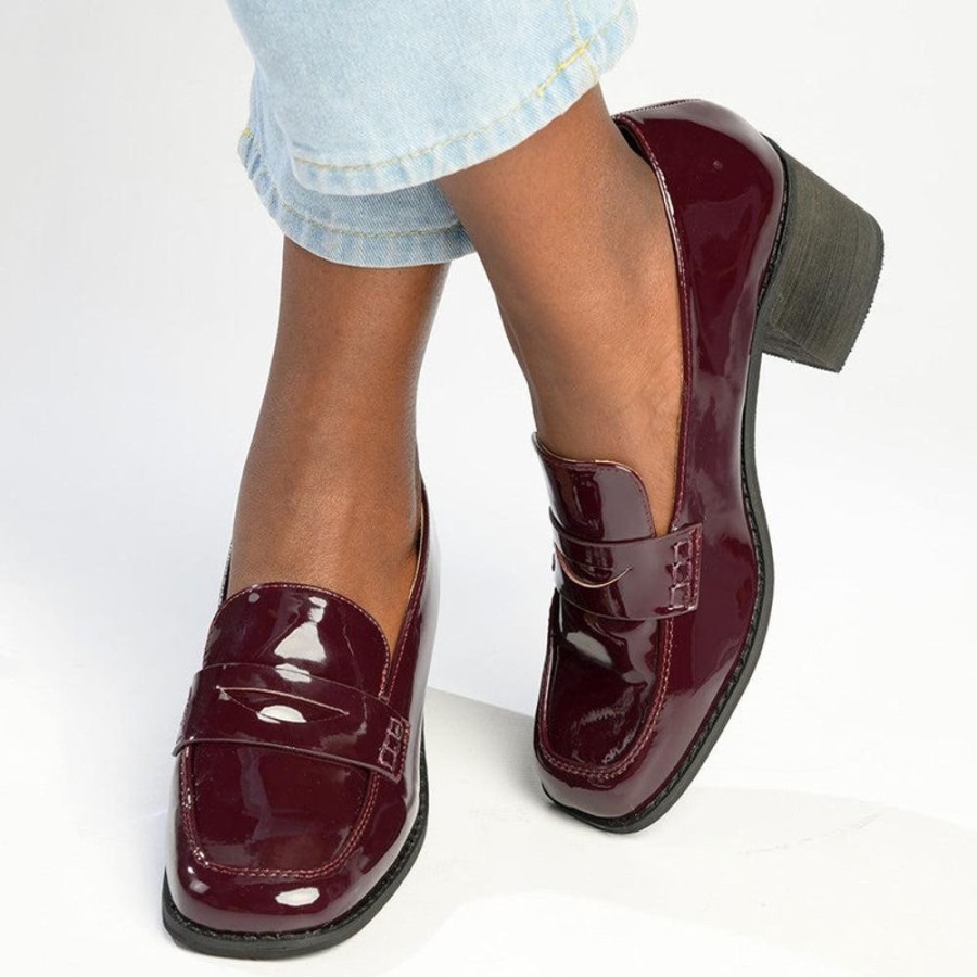 Brogues Madison Heart of New York | Madison Cindy Block Heel Loafer Wine