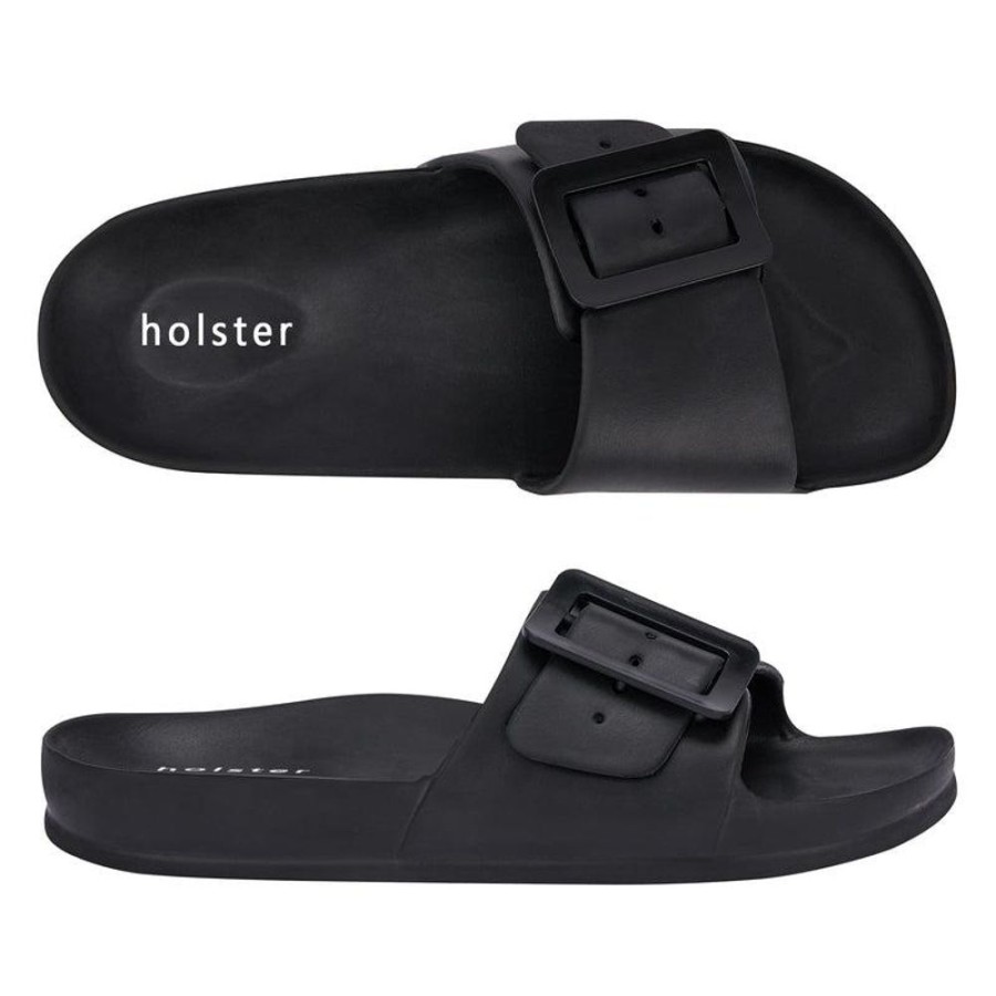 Slippers & Flats Holster | Holster Solace Big Buckle Sandal Black