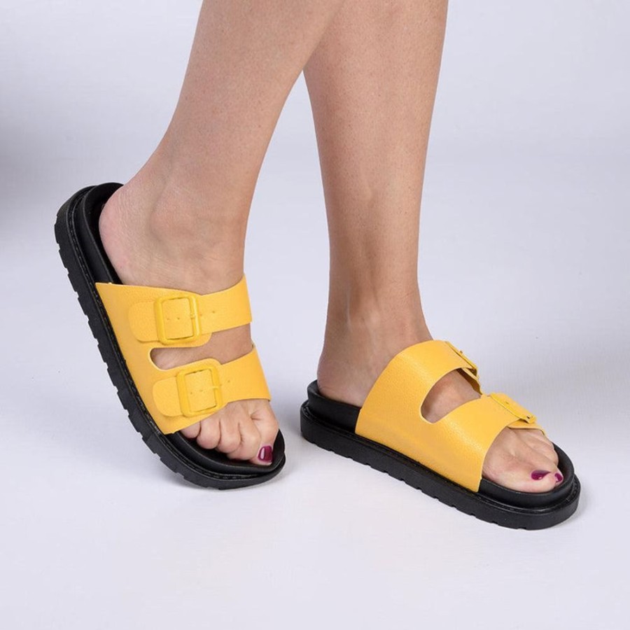 Slippers & Flats Madison Heart of New York | Madison Crystal Platform Sandals Yellow