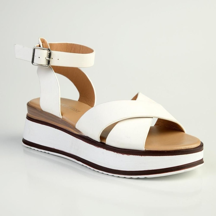 Wedges Madison Heart of New York | Madison Helena Sling Back Wedge Sandal White