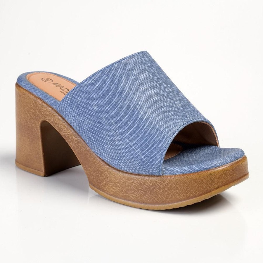 Heels Madison Heart of New York | Madison Harmony Slip On Mule Sandal Light Denim